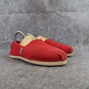 Toms Shoes Womens 6 Flats Casual Canvas Slip On Red Loafer Classic Alpargatas